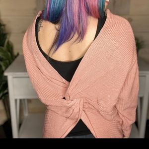 Pink twisted back sweater by CY in small